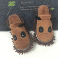 Cute panda national treasure lazy mute slippers in beige with removable washable coral fleece upper and chenille sole