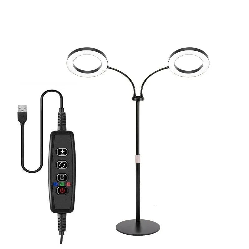 6-inch angel ring retractable floor plant grow light with aluminium stand extended to full height.