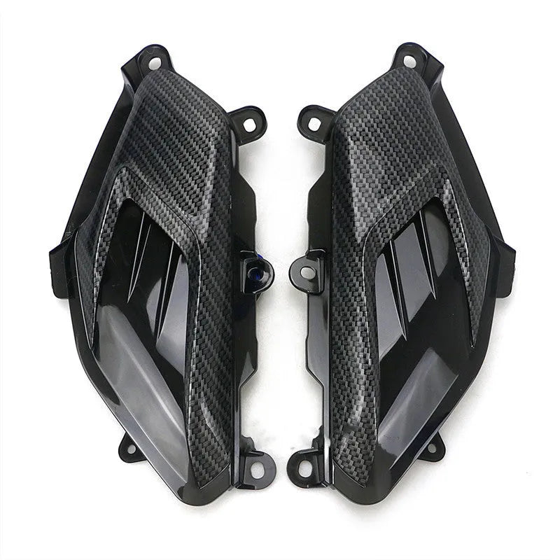 Pair of Yamaha NMAX carbon fibre style LED side lamps with blue or red light options