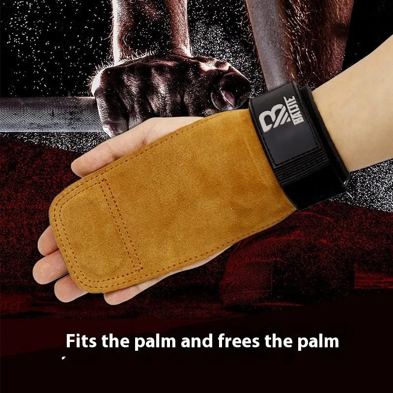 Brown fitness wrist protector pair for hard pull horizontal push training