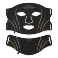 Black gold silicone LED facial beauty mask with headband and touch screen controls