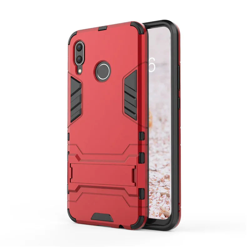 2-in-1 bracket phone case for Huawei P20 Pro in blue black with kickstand extended