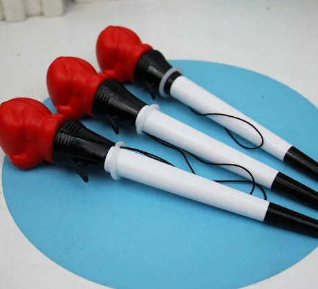 Set of four black pressure relief pens with boxing press mechanism and 0.7mm tips.