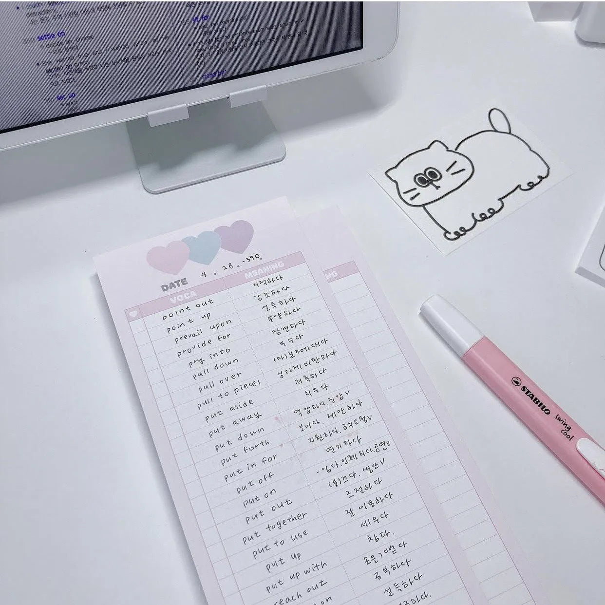 Vertical English learning notepad with double-sided printing in B5 half size