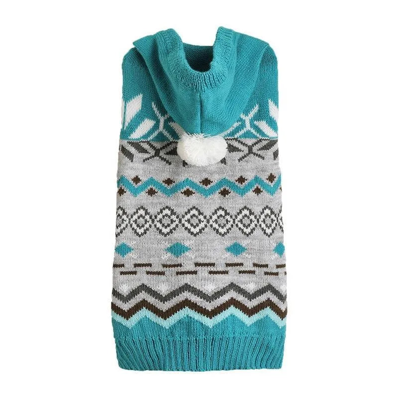 Classic diamond pattern acrylic pet sweater for dogs and cats in blue, green or pink