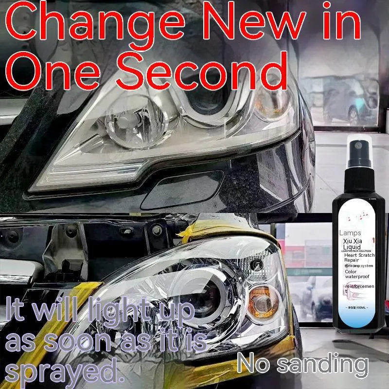 100 ml bottle of car headlight renovation liquid with applicator for plastic lens restoration