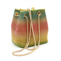 Rainbow rhinestone bucket bag with diamond decoration and soft fabric texture