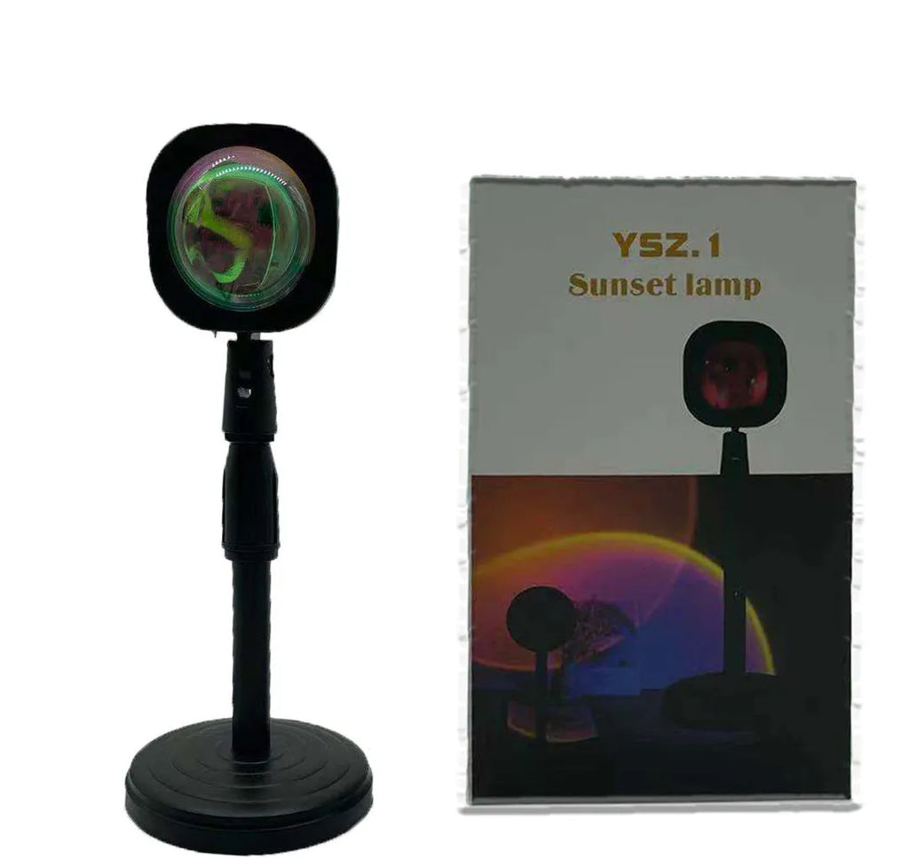 Rechargeable rainbow sunset projection lamp with USB cable and push-button switch