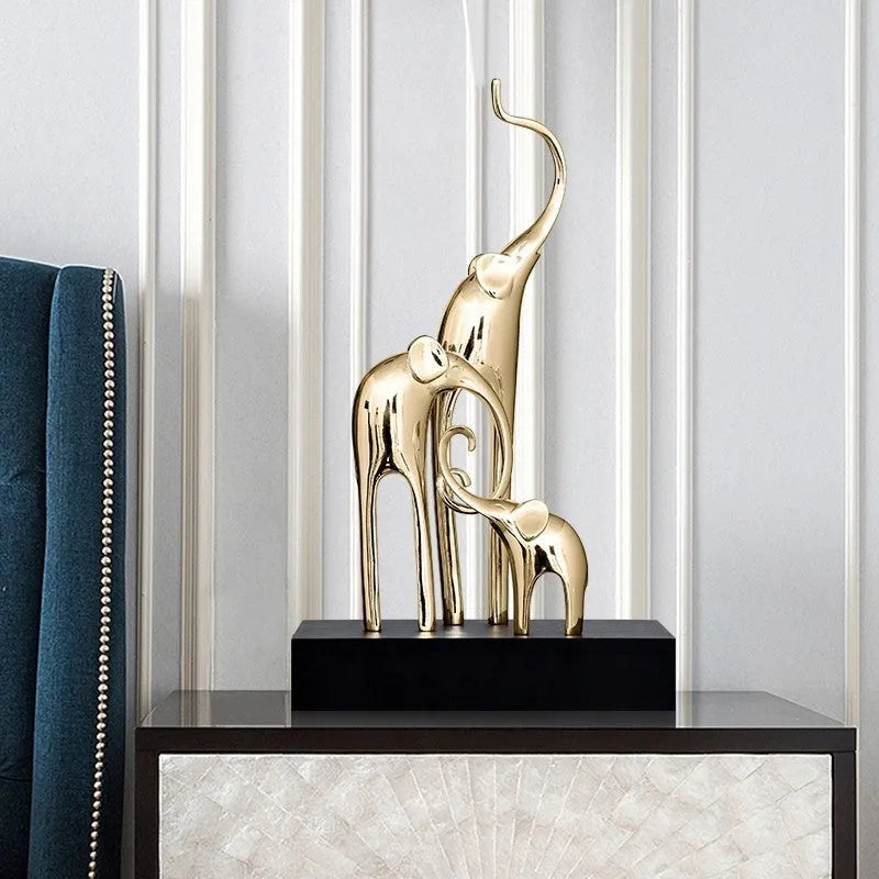 21cm European style elephant decorative ornament in resin and plastic with four colour finish options