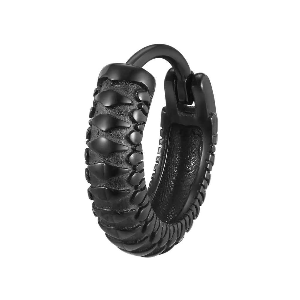Stainless steel snake pattern earrings in black or gold minimalist hip hop jewellery