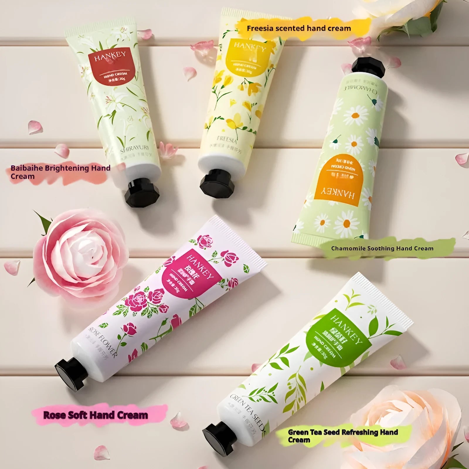 30g tube of fruit extract hand cream with avocado and chamomile scent options