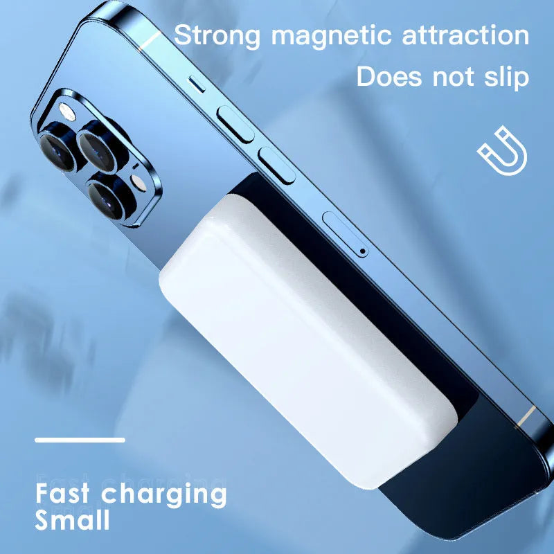 Pink magnetic wireless power bank with 20000mAh capacity and USB-C port