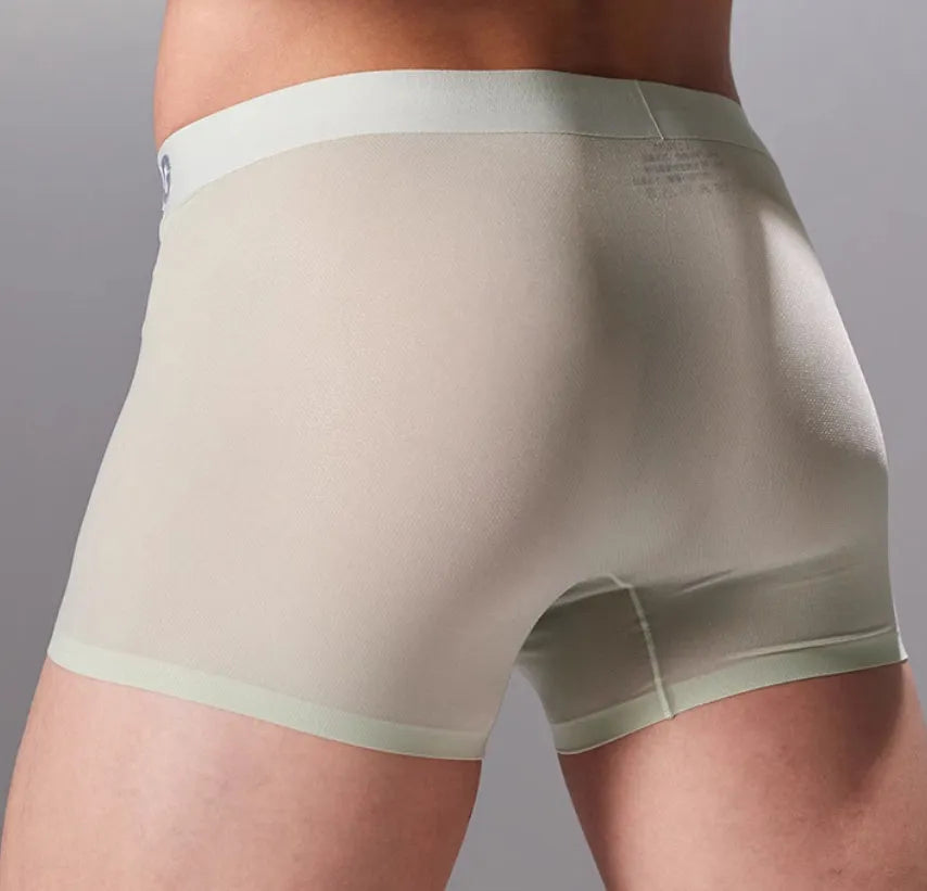 Lightweight seamless antibacterial sports underwear for men in black, shown flat.