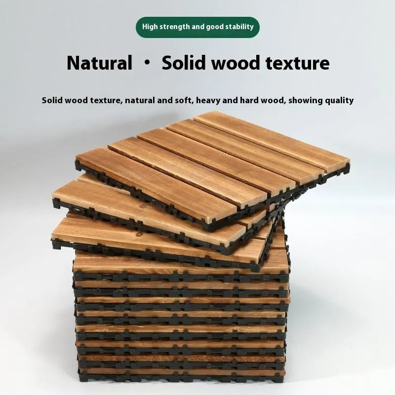 Camphor pine floor tiles in 30x30cm size with brushed finish for balcony and indoor-outdoor use