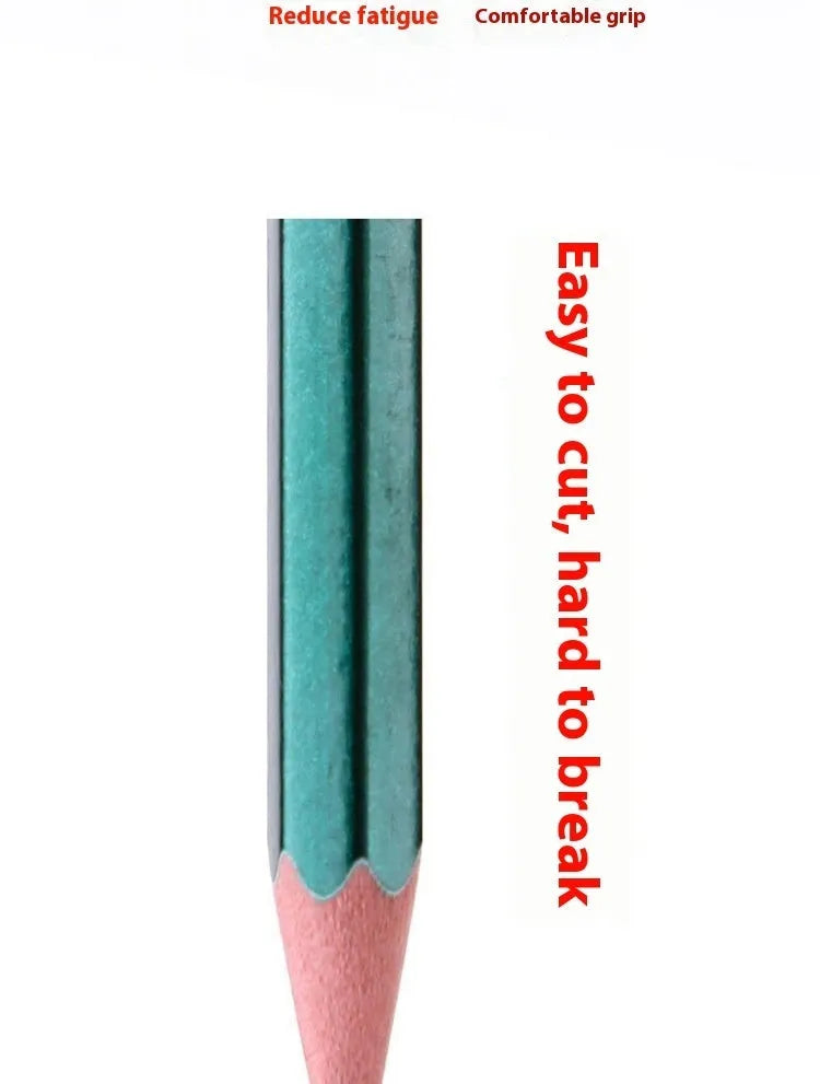 Box of ten green hexagonal wooden pencils with HB and 2B graphite grades for drawing and writing.