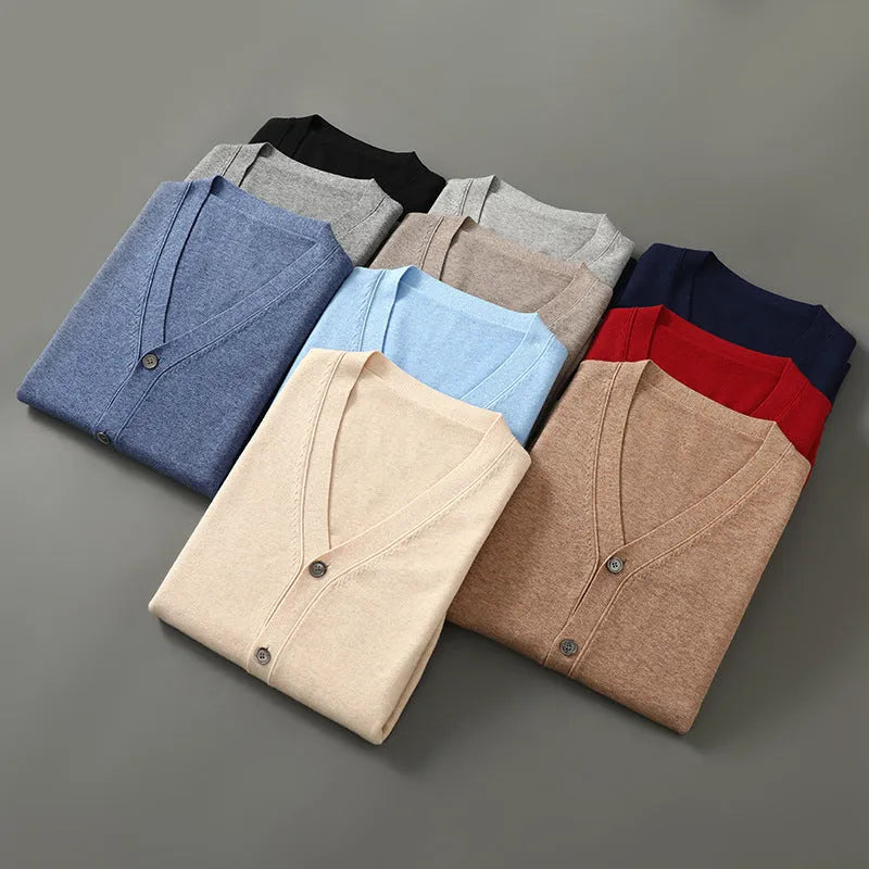 Men's Andy velvet knitted cardigan coat with V-neck design in loose fit casual style