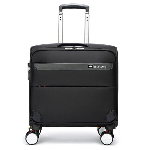 18 inch black Oxford cloth business suitcase with telescopic handle and universal wheels