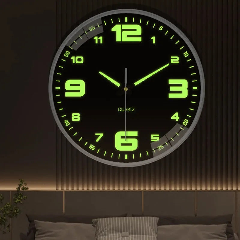 20cm luminous wall clock with modern plastic shell on wall