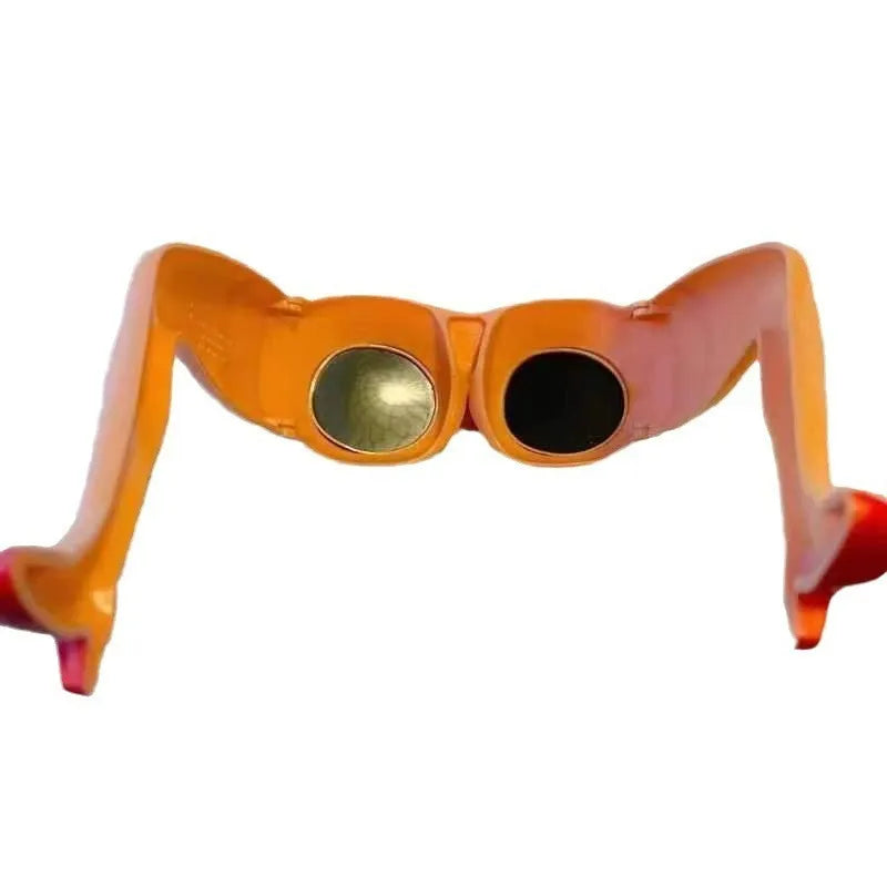Orange personality leg hip sunglasses with oversized 15cm by 20cm plastic frames