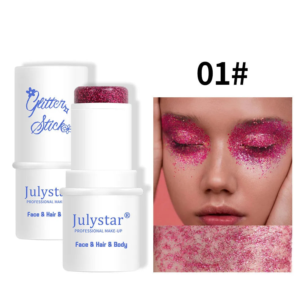 8-colour stage makeup face sequins eye shadow palette in pink tones with shimmer finish