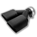 Black carbon fibre car exhaust pipe with dual outlet nozzle tail design