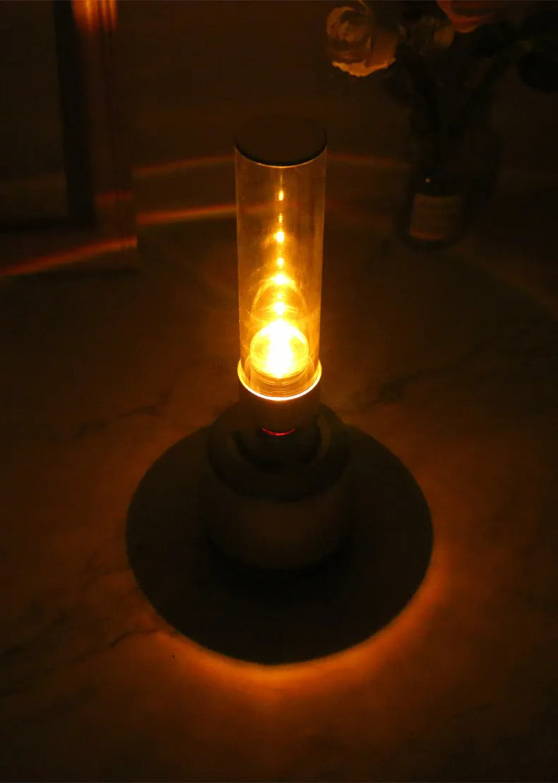 White silver candlelight Bluetooth speaker night light with modern simple design
