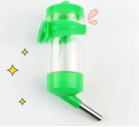 Ball kettle leak-proof plastic water feeder for small pets in green, showing the drinking valve.