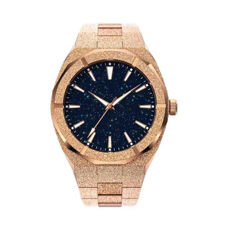 Men's stainless steel waterproof watch with quartz movement and 42mm dial