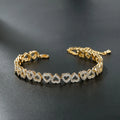 Girl's diamond bracelet with full diamond heart, silver electroplated finish, copper base, heart shaped jewellery for women