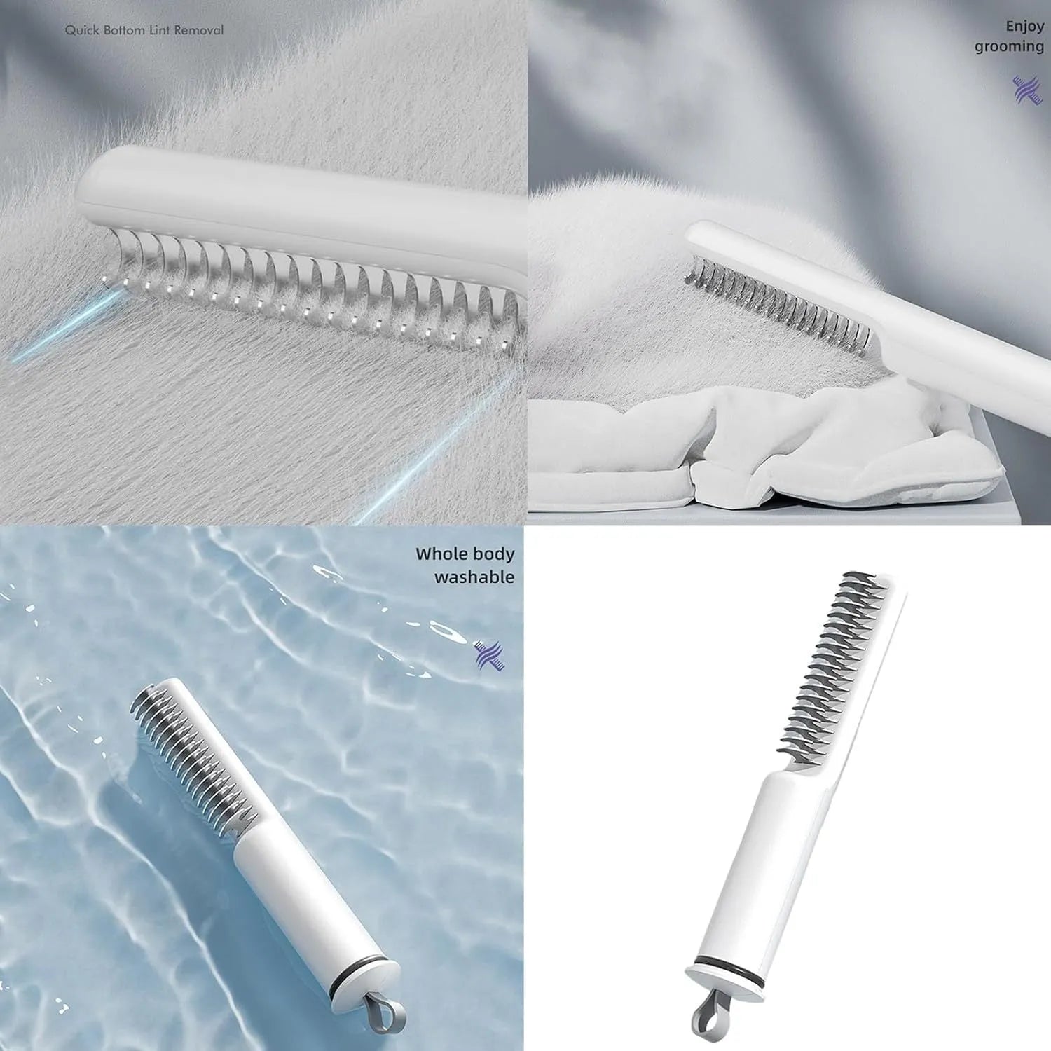 Stainless steel dematting comb for dogs with 18.8cm handle to remove knots and mats