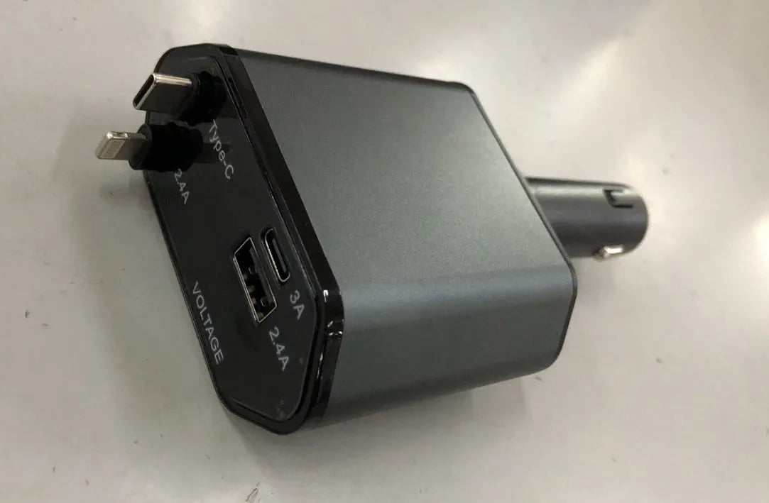 Automatic retractable car charger with QC3.0 fast charging and universal headband for vehicle cigarette lighter sockets