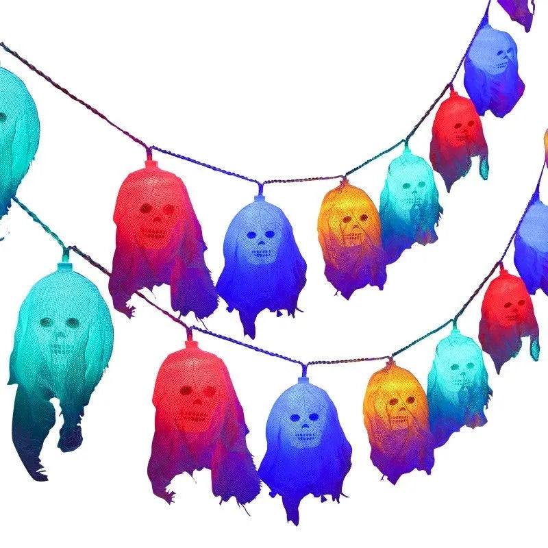 Halloween battery-operated coloured LED string lights for indoor wall decoration with length options