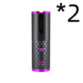 White portable mini curling iron with USB charging cable and gold ceramic barrel.