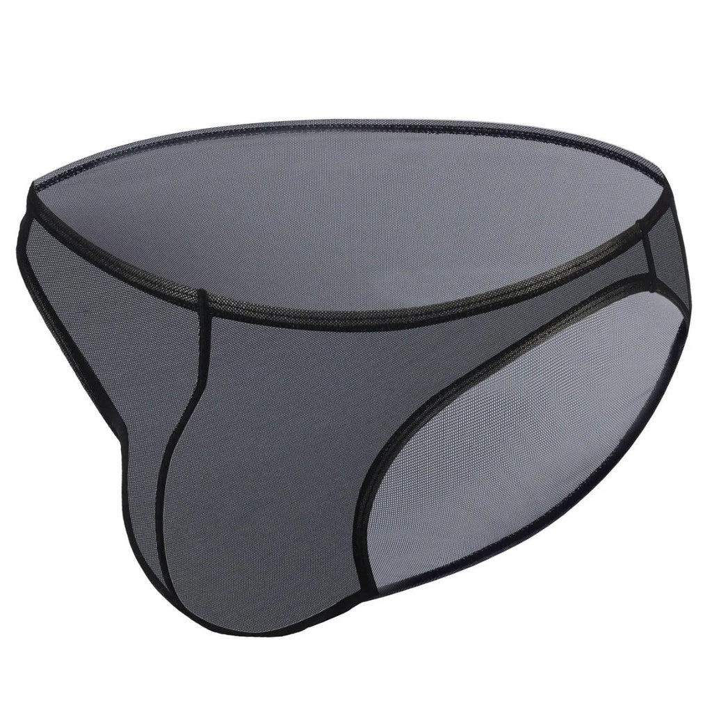 Men's black ice silk quick-drying shorts with low waist briefs style
