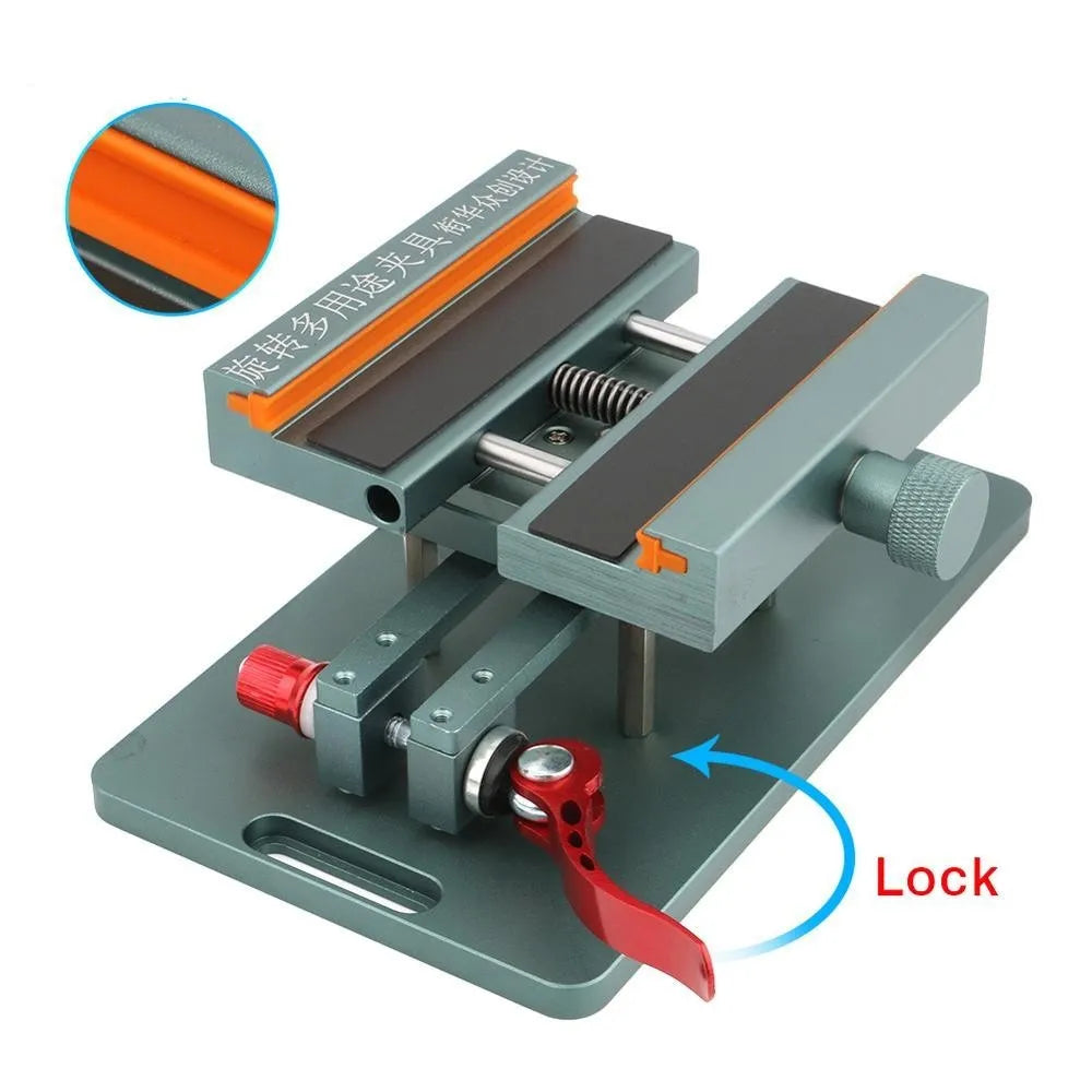 Mobile phone repair fixture with adjustable grip and silicone padding for safe phone disassembly