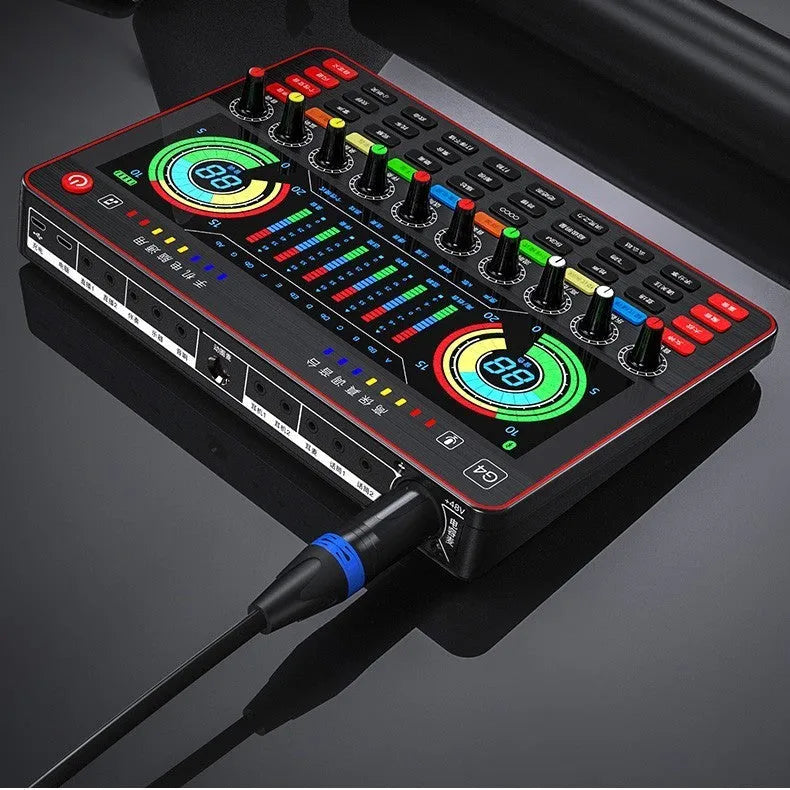 G4 professional sound card set with capacitance microphone, LCD display and remote control for live audio broadcasting