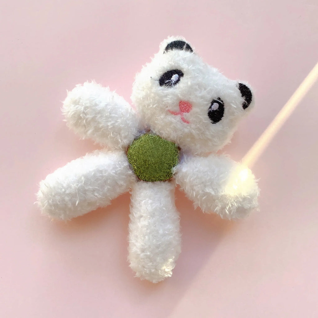 Soft brown bear-shaped catnip chewing ball toy for cats on a white background.