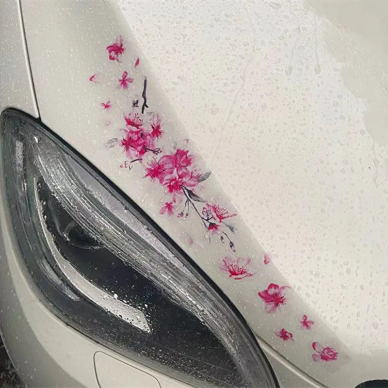 Cherry blossom flower pattern car sticker in two size options on PVC vinyl.