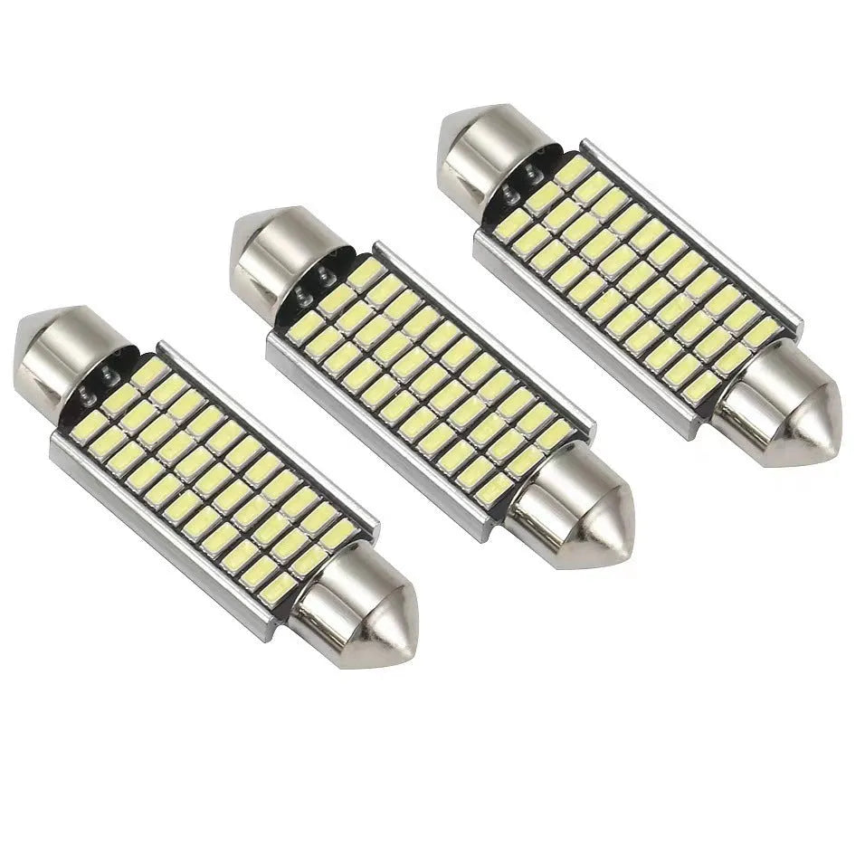 White aluminium double-tip car roof light for licence plate and interior illumination.