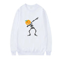 Women's casual printed long sleeve crew neck top on a hanger