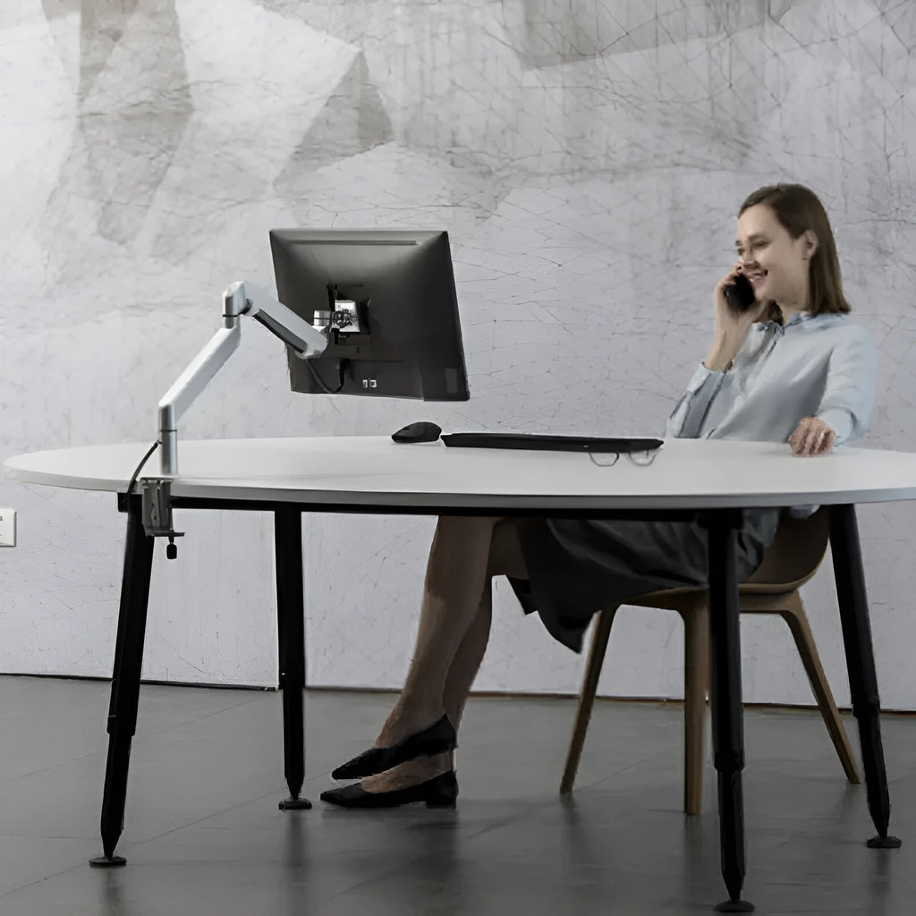 Aluminium hover notebook stand with adjustable arm bracket in silver or black colour