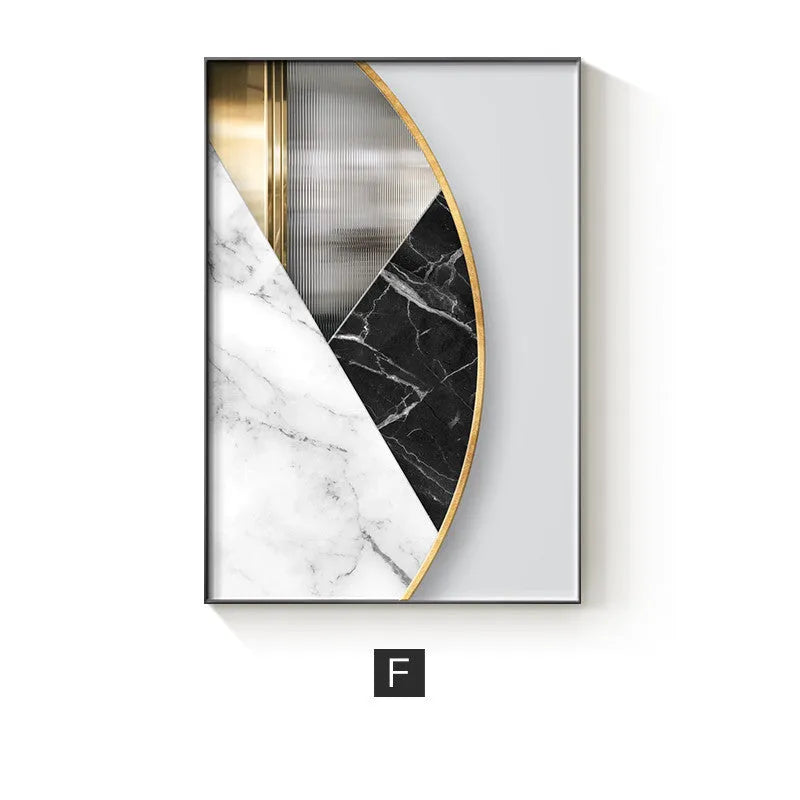 Abstract geometric pattern printed on a canvas painting, showcasing modern wall art decor.
