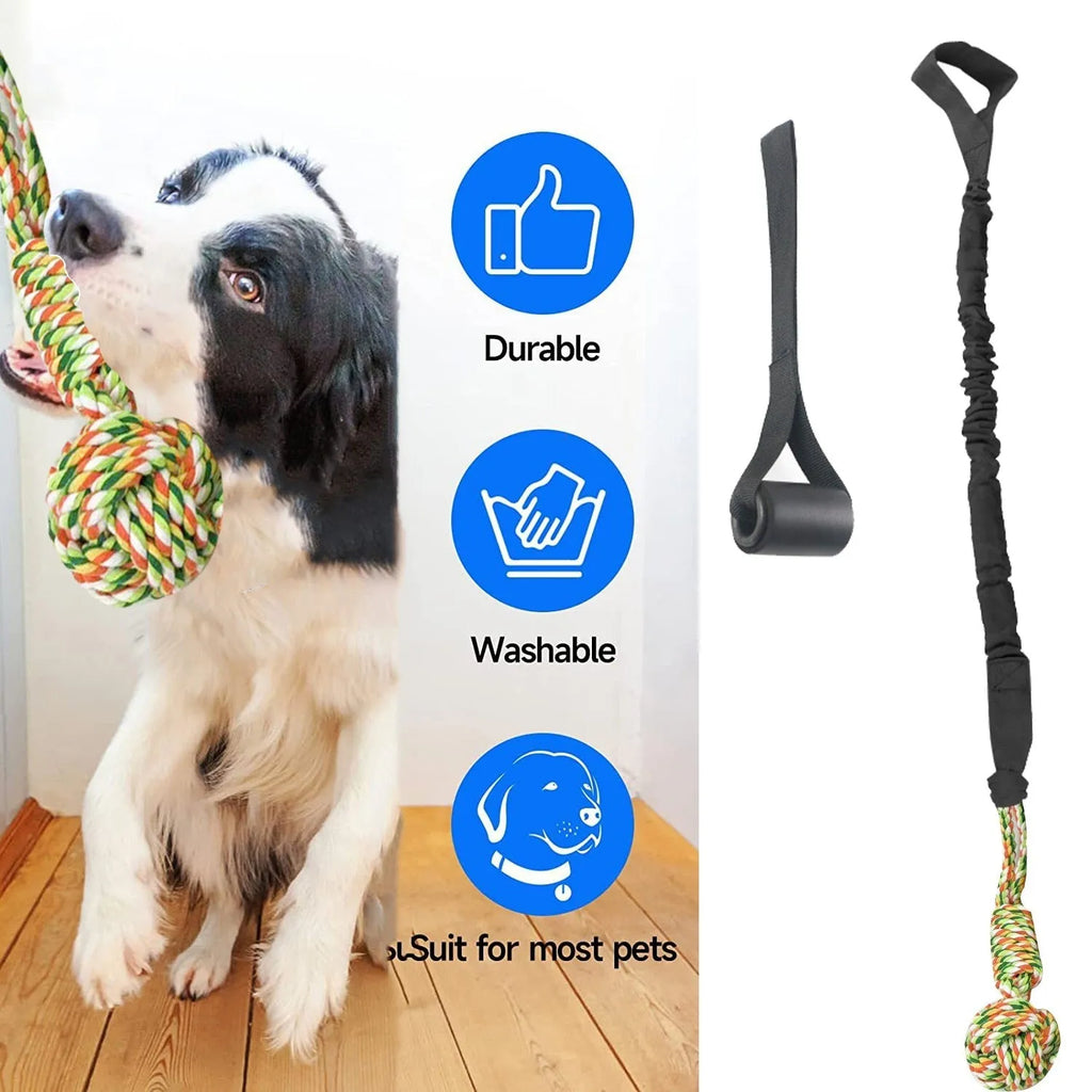 Cotton thread dog tug-of-war rope toy in black, grey or red colours for interactive play