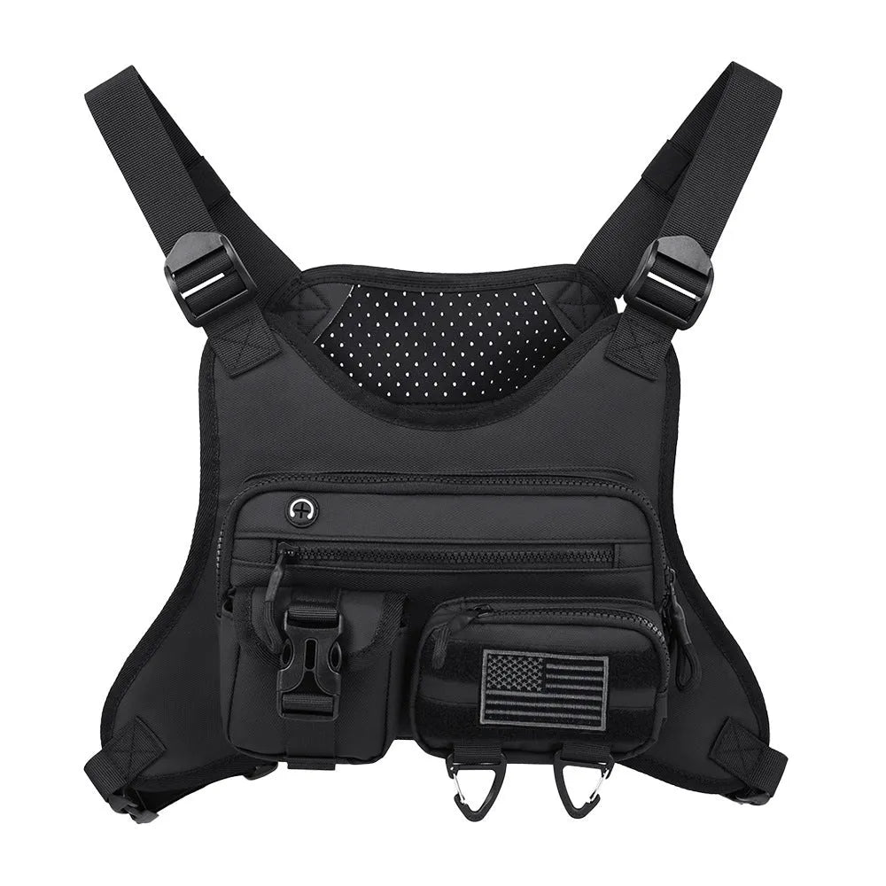 Oxford cloth chest bag for outdoor sports and riding in black, grey, and blue colour options