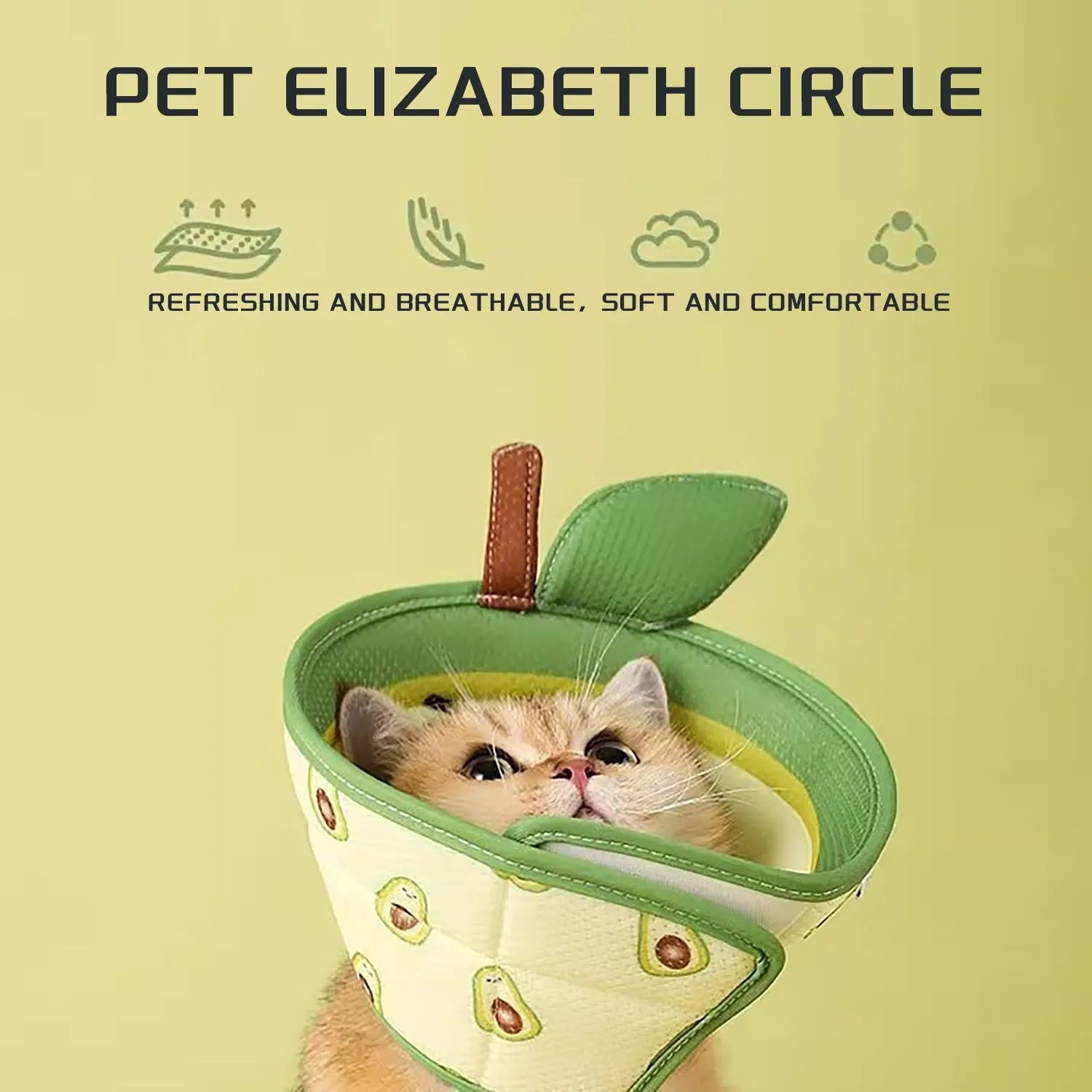 Soft EPE foam cat recovery cone collar with adjustable neck strap shown on a surface