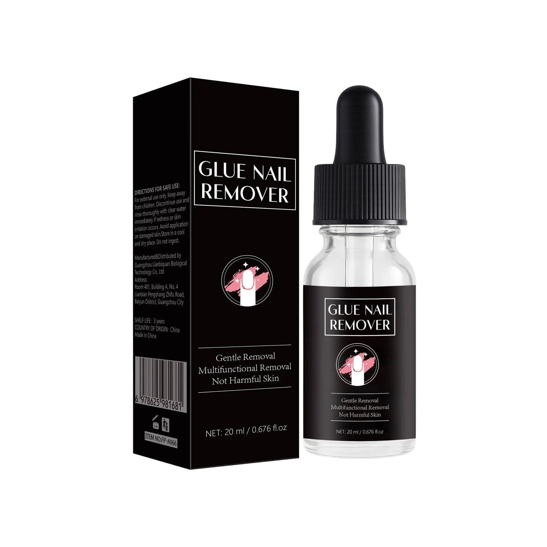 20ml nail glue remover bottle for acrylic nail and adhesive removal with FP-A066 specification