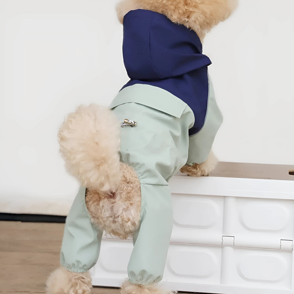 British style waterproof dog jacket for small medium dogs in khaki, light green, army green, or orange.