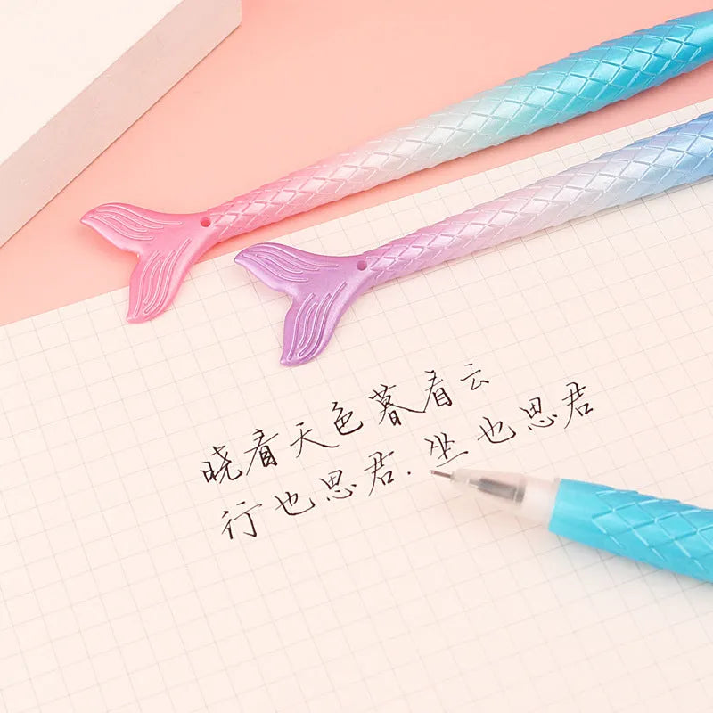 Plastic mermaid cartoon pen with 0.38mm needle-tube writing tip