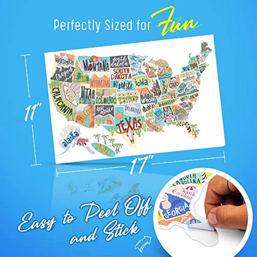 Travel sticker set with adhesive letter stickers and white background map for car body decoration
