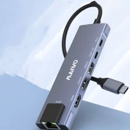 Steam Deck six-in-one docking station with aluminium shell and 15cm Type-C cable.